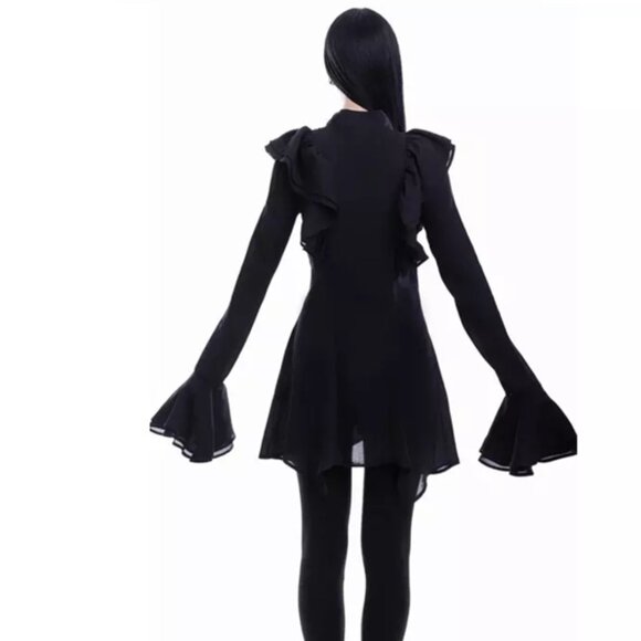 Killstar We Are The Weirdos Long Sleeve Ruffled Runa Tunic Blouse Button Up Top - Picture 3 of 9